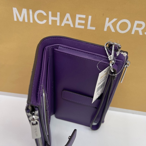MICHAEL KORS Jet Set Large Ombré Signature Logo Double Zip Wristlet Phone Holder - Picture 11 of 16